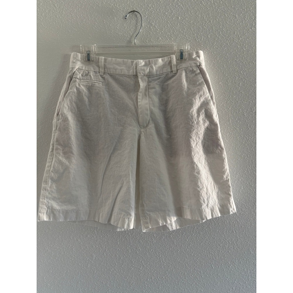 Gap Shorts Womens 6 White Linen Trousers Coastal Beachy Preppy Country‎ Club